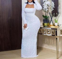 Sexy Party Club Dinner Long Maxi Dress Women African Square Neck Split Female Vestiods Chic White Wedding Dresses Elegant Casual4795333