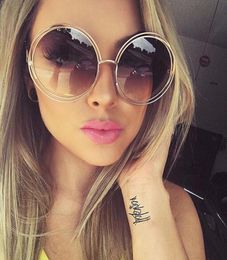 2020Vintage Round Big Size Oversized lens Mirror Sunglasses Women Brand Designer Metal Frame Lady Sun Glasses9650610