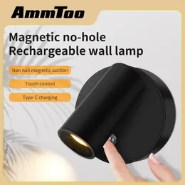 Wall Lamp Ammtoo Bedside Led Touch Indoor Wireless Spotlights USB Charging Magnetic Cordless Sconces Light
