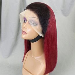 10A Brazil 1B/99j Coloured Straight Bob Human Hair Wig Lace Front 13*4 Human Hair Cover