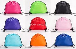 Fast Delivery Solid Colour String Drawstring Back Pack Cinch Sack Gym Tote Bag School Sport Shoe Bags8071764
