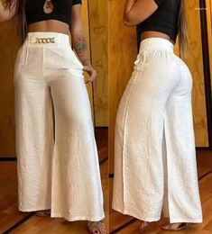 Women's Pants Fashion Flared For Women Female Solid Pockets High Waist Casual Streetwear Work Wear Loose Trousers