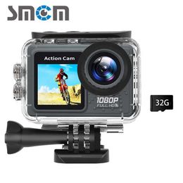 Sports Action Video Cameras Front and rear dual screen high-definition 1080P action camera (built-in battery) WiFi 16 megapixel 2 +1.4 dual screen display 120 W J240514