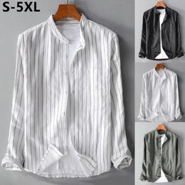 Plus Size 4XL 5XL Cotton Line Shirts for Men Casual Multicolor Striped Long Sleeve Shirt Man Fashion T Shirts Camisas De Hombre 240515