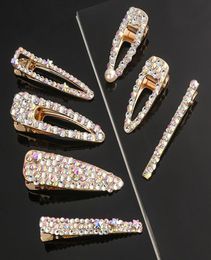 Gold Bling Hair Clips Barrettes Simple Crystal Bobby Pins Clip for women girls fashion Jewellery will and sandy1804600