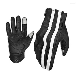 Cycling Gloves Motorcycle Leather Sheepskin Full Finger Touch Screen Breathable Off-road Racing Riding