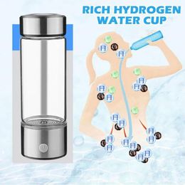 Wine Glasses Hydrogen Generator Water Cup Filter Ionizer Maker Hydrogen-Rich ORP Super Bottle 420ml Antioxidants Portable U7B8