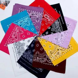 Bandanas Durag FOXMOTHER New Hip Hop 100% Cotton 55cm * 55cm Black Red Paisley Print Women/Men/Boys/Girls Bandage J240516