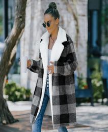 Women039s Wool Blends Retro Check Coat Winter Casual Jacket 2021 Fashion Lapel Thick Warm Woolen Midlength2079154