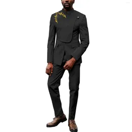 Ethnic Clothing SEA&ALP African Mens Suit 2 Piece Dashiki Embroidery Shirt And Pants Attire Formal Wedding Outfits