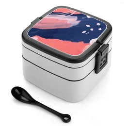Dinnerware Pink Abstraction Bento Box Compartments Salad Fruit Container Blue Abstract Art Expressive