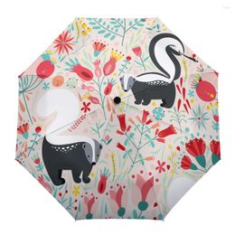 Umbrellas Skunk Animal Flower Spring Parasol Umbrella For Outdoor Automatic Eight Strands Rain Adults Female Shade