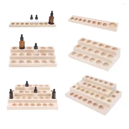 Storage Bottles Wooden Oil Tray Organiser Rack Salon Display And