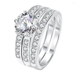 Cluster Rings K00077 Lefei Fashion Trendy Luxury Diamond-set Classic Moissanite 2ct 3 Floding Women S925 Sterling Silver Wedding Jewelry