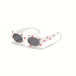 Fashion Cute Heart-shaped with Lovely Print for Children Sunglasses Kids Rectangle Eyewear Shades Girls UV400
