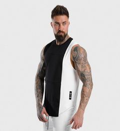 Men Casual patchwork color Tank Tops Gym Workout Fitness Cotton Sleeveless vest Running Clothes Stringer Singlet Male Summer Vest6130877