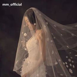 One Layer Wedding Veil with Flowers Elegant Long Bridal Veils 3 Metres In Stock Bridal Accessories