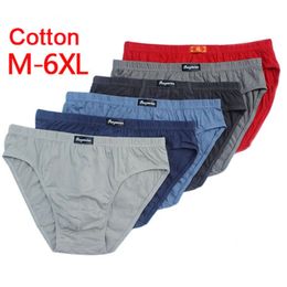 100% Cotton Mens Briefs Plus Size Men Underwear Panties 5XL6XL Mens Breathable Panties Solid Sexy Comfortable Shorts 240517