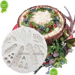 Baking Moulds New Leaf Foliage Christmas Tree Pineal Cone Sile Sugarcraft Mould Resin Tools Cupcake Fondant Cake Decorating Drop Delive Dhgzv