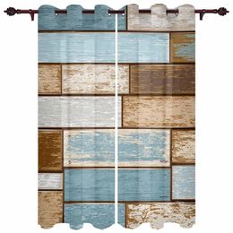 Curtain Vintage Old Woodboard American Countryside Farm Modern Living Room Decor Window Treatments Drapes Balcony Kitchen