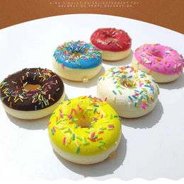 10PCS Decompression Toy Soft Artificial Donut Bread Doughnuts Stress Relief Novelty Toy Squeeze Toys Simulation Cake Model Wedding Decoration