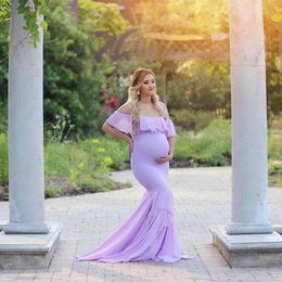 Mermaid Dresses For Photo Shoot Pregnant Women Pregnancy Dress Photography Props Sexy Off Shoulder Maxi Maternity Gown