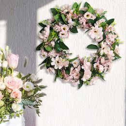 Decorative Flowers Wreath Faux Party Dried Vines And Artificial Spring/Summer Front Door Or Christmas Bows