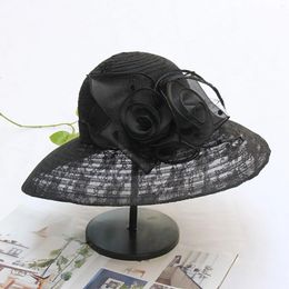 Berets Small French Hat Womens Lace Mesh Flower Large Brim Childrens Summer Beach Sun Fishermans Sombrero De Sol Para Mujer