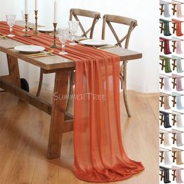 Table Runner Sheer Graceful Wedding Rustic Mariage Princess Party Bridal Shower Birthday Christmas Hallowmas Decoration 240429