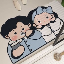 Carpets Cartoon style bathroom water absorbent mat easy to dry and non slip dirt resistant customizable diatomaceous earth at the entrance of toilet H240517