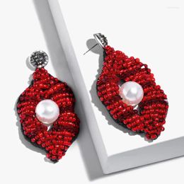 Dangle Earrings Bohemian Vintage Red Mouth Oorbellen Voor Dames Handmade Glass Beads Party Gifts Statement Fashion Jewellery Wholesale