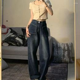 Women's Jeans Korean Women BF Style Streetwear Full Length All-match Straight Hipster Spring Autumn Femme Denim Vintage Trouser