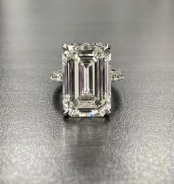 Luxury 100 925 Sterling Silver Created Emerald cut 4ct Diamond Wedding Engagement Cocktail Women Rings Fine Jewellery whole5011773