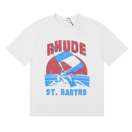 INS RHUDE Street Men Women Rhude T-shirt Summer Designer T-shirt Men T-shirt Top Luxury Letter Back Print Hip Hop Oversize Short OS Sleeve S-XXL