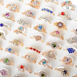 Band Rings 10 sparkling and cute crystal animal flower rings suitable for children and women to mix 10 colorful rings wholesale jewelry J240516