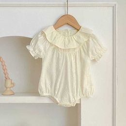 Rompers Summer baby clothing newborn girl casual new short sleeved tight fitting clothes cotton embroidered jumpsuit d240517