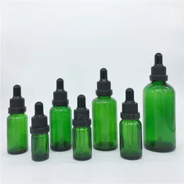 Storage Bottles 5ml 10ml 15ml 20ml 30ML 50ml 100ml Green Glass Essential Oil Bottle With Tamper Evident Reagent Eye Perfume
