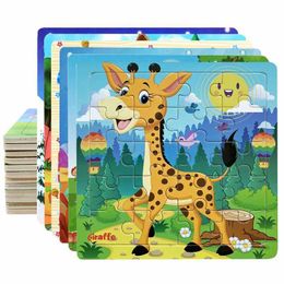 Other Toys 20 wooden puzzles cartoon animals car letters and numbers puzzle game childrens education and learning toys s5178