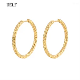 Hoop Earrings UELF 2024 Geometric Irregular Drop For Women Unique Design Exaggerated Gold Colour Hollow Metal Oorbellen