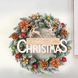 Decorative Flowers 2024 Christmas Garland Red Wreath For Front Door Gold Window Wall Home Decoration Ornament Navidad