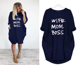 Summer Women Letter Printed Dresses Fashion Crew Neck Panelled Ladies Dresses Casual Loose Long Sleeve Apparel Plus Size S5XL794966537576