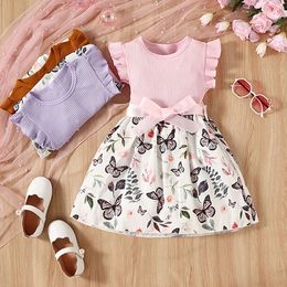 Kid Princess Dress Birthday Clothing Summer Sleeveless Butterfly Print Party Dresses Daily Costume for Child Girl 4-7 Years L2405