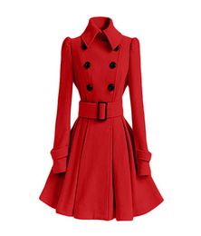 Women039s Wool Blends Women Outerwear Autumn Winter 2022 Clothing Korea Fashion Belt Warm Woollen Dress Slim Female Elegant Co2554193