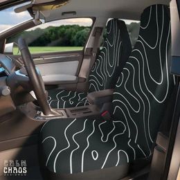 Car Seat Covers Black Groovy Retro Boho Waves Cute Y2K Hippie For Vehicle Women Set Of 2