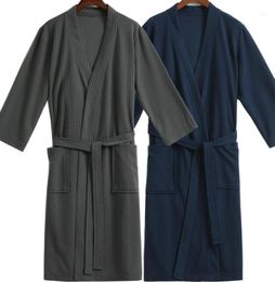 Men039s Sleepwear Men Waffle Bath Robe Suck Water Cotton Bathrobe Male Night Dressing Gown Mens Plus Size Kimono Robes Classic 9012640