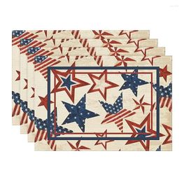 Table Mats Stars Stripes Patriotic 4th Of July Placemats Set 4 12x18 Inch Memorial Day For Party Kitchen Dining Decor