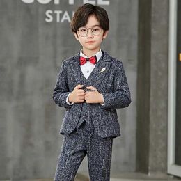 Suits 2021 Flower Boys Wedding Suit England Style Gentle Boys Formal Tuxedos Suit kids Blazer Party Suit Performance Dress Costume Y240516