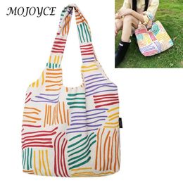 Shoulder Bags Women Corduroy Tote Bag Versatile Printed Fashion Soft Satchel Top Handle Reusable Grocery