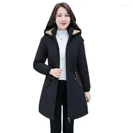 Women's Jackets Fashion Fleece Thick Down Cottonpadded Jacket Winter Long Loose Slim Hooded Ladies Warm Coat