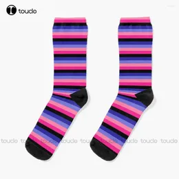 Women Socks Omnisexual Pride Flag Colors Girl Personalized Custom Unisex Adult Teen Youth 360° Digital Print Fashion